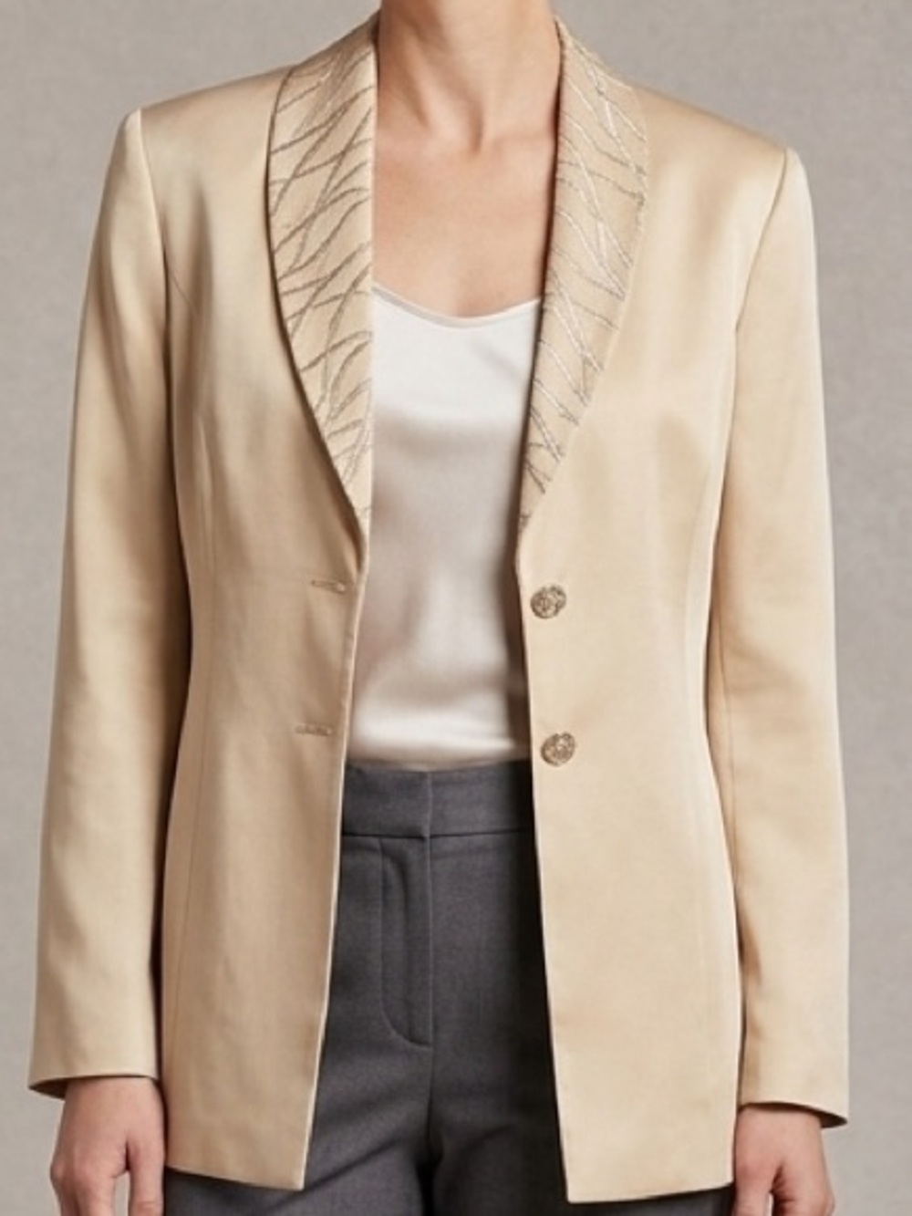 Griffith & Gray for St. John Silk Blazer Gold Button 12 Career Blazer Heritage